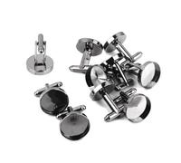 Ailan Gemelos redondos con base redonda, elegantes y en Para blanco, de tamaño adecuado para bodas, cumpleaños y reuniones de negocios. Gemelos redondos para hacer mismo. Tamaño aproximado: 1,7 x 2 cm