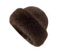 Ailan Gorro de piel sintética de invierno para mujer, cálido gorro cosaco ruso para esquí y senderismo, color de frijoles, Marrón
