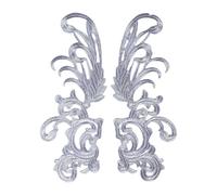 Ailan Parche bordado, costura, manualidades, decoración, apliques de tela, accesorios elegantes para disfraces y proyectos creativos, ropa vaquera, ropa, cosplay, apliques de novia, Plata, 11x30cm