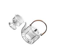 Ailan Tetera de vidrio de borosilicato soplado a mano, tetera suelta, resistente al calor, transparente con forma flor y tapa, mango ergonómico, única vidrio resistente al calor,