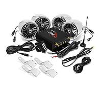 Aileap 1000W - Amplificador de moto, 4 altavoces, sistema de audio estéreo, Bluetooth, impermeable, AUX MP3, USB, SD, radio FM, para Harley Touring Cruiser ATV UTV Scooter (cromo)