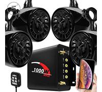 Aileap 4 Canales de Motocicleta Amplificador 5 "de Alcance Completo Sistema de Altavoces estéreo Bluetooth Amplificador de Audio con AUX USB SD FM Radio para 1,5" a 2 "ATV UTV Can-Am Polaris Jeep
