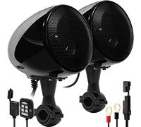 Aileap SPK350X 4 Pulgadas de Rango Completo, Impermeable, Motocicleta, Altavoces estéreo Bluetooth, Amplificador de Audio Todo en uno, Sistema de Radio para ATV RZR UTV Quad 4 Wheeler (Negro,Malla)