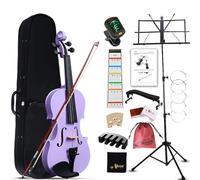 Aileen 4/4 Violín de Tamaño Completo para Principiantes Adultos, Kit de Violín para Niños de 12 Años o Más, Estudiante Conjunto Morado con 13 Accesorios, incluyendo Soporte, Pegatina Nueva