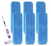 Ailelan Almohadillas de Microfibra Azules (Paquete de 6), Reutilizables, Lavables, se adaptan a Cabezas de 18 Pulgadas, Suelos de Madera Dura y laminados