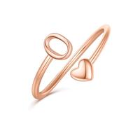 Ailetop Anillos de corazón con inicial para mujeres y niñas, chapados en oro amarillo/blanco/rosa de 14 quilates, anillos ajustables para mujeres, no se deslustran, adolescentes, niñas, regalos de