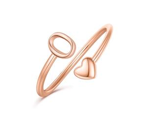 Ailetop Anillos de corazón con inicial para mujeres y niñas, chapados en oro amarillo/blanco/rosa de 14 quilates, anillos ajustables para mujeres, no se deslustran, adolescentes, niñas, regalos de