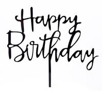 AILEXI 1 recuento acrílico purpurina decoración para tartas - Happy Birthday Negro A017