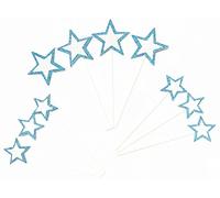 AILEXI Cuenta A Mano 10 Cuentas Pastel De Purpurina Decorar Toppers Para Pastel Cuppastel Y Helado - Estrellas Azul Claro y Plateado