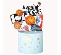 AILEXI Topper De DecoraciÓN Artesanal De Pastelitos Con Brillo De Para Pastelitos Y Helado - Happy Birthday Baloncesto