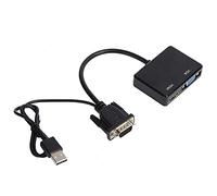 Ailgely Convertidor Divisor de Interfaz Multimedia de Alta Definición VGA a VGA Compatible con Adaptador de Pantalla Dual, Alimentación por USB, Plug and Play, Salida de Audio, Adaptador (Negro)
