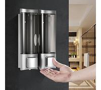 Ailgely Dispensador de jabón manual para pared, sin taladrar, dispensador de jabón de mano, soporte de pared, doble líquido, dispensador de gel de ducha, para cocina, baño, hotel, 200 ml x 2