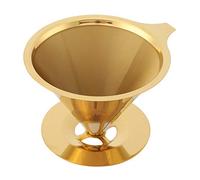 Ailgely Stainless Coffee Dripper, Gold Pour Over Filter, Easy Use and Clean, Best Taste, Compact Design for Home, Office, Travel, Lightweight and Sturdy, Double Layer Mesh Filter, Cup