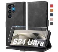 Ailicici Funda para Samsung Galaxy S24 Ultra de piel, con protector de pantalla, para Samsung Galaxy S24 Ultra 5G, funda plegable de piel, resistente a los golpes, funda para Samsung S24 Ultra 5G