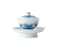 Ailien dijo que el juego de té Kung Fu es simple para uso doméstico, y el cuenco está cubierto con tazas de té pintadas a mano (hibisco de agua)