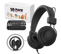 AILIHEN Auriculares para niños para escuela, aula, paquete de 10 unidades para estudiantes de K-12º grado, límite de volumen de 85 dB, compartibles, plegables, conector de 3.5 mm para biblioteca
