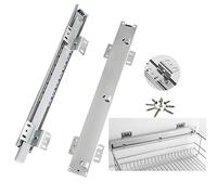 AILILI Guía Telescópica 400mm Riel De Cajón,Montaje Lateral Extensible Guía para Cajón,para Cajones De Cocina Cesta De Almacenamiento Carril De Cajón 1 Par