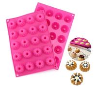 Aililong 2 mini moldes de silicona para hornear - 40 agujeros pequeño Savarin molde antiadherente para mini magdalenas, tartas brownies y más, 29 x 19,5 x 2,2 cm