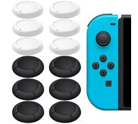 Aililong - 8 Pares de Gorras de Joystick para Nintendo Switch Joy con, Piezas de Repuesto Joycon, Negro/Blanco, Agarre del Pulgar Tapa de Palo analógico.