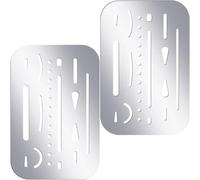 Aililong Juego de 2 Plantillas de Acero Inoxidable para pirograbado y Dibujo técnico - Herramienta de Borrador de Plantilla de Metal para Artistas y diseñadores