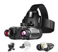 AILNJUC Gafas de visión nocturna montadas en la cabeza, prismáticos de visión nocturna de 1312 pies compatibles con casco táctico militar, enfoque largo infrarrojo, zoom digital 8X, tarjeta SD de 32