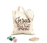 AILOONG A Jesús le encanta este desastre Bolsas de lona con estampados personalizables Tela de 340g/m² de grosor Combina con la ropa
