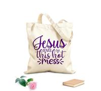AILOONG A Jesús le encanta este desastre Bolsas de lona con estampados personalizables Tela de 340g/m² de grosor Combina con la ropa