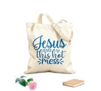 AILOONG A Jesús le encanta este desastre Bolsas de lona con estampados personalizables Tela de 340g/m² de grosor Combina con la ropa