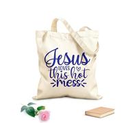 AILOONG A Jesús le encanta este desastre Bolsas de lona con estampados personalizables Tela de 340g/m² de grosor Combina con la ropa