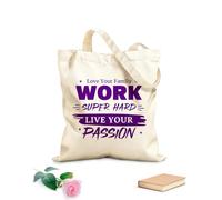 AILOONG Ama a tu familia, trabaja muy duro, vive tu pasión. Bolsas de lona con estampados personalizables Tela de 340g/m² de grosor Combina con la ropa