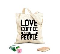 AILOONG Amo el café más que a la gente Bolsas de lona con estampados personalizables Tela de 12 oz de grosor Combina con la ropa 25x30cm Pequeño