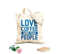 AILOONG Amo el café más que a la gente Bolsas de lona con estampados personalizables Tela de 340g/m² de grosor Combina con la ropa