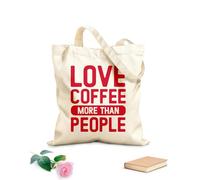 AILOONG Amo el café más que a la gente Bolsas de lona con estampados personalizables Tela de 340g/m² de grosor Combina con la ropa