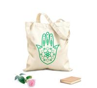 AILOONG Amuleto de la mano de Hamsa, religión judía y árabe Bolsa de compras de lona de algodón Tela de 340g/m² de grosor Se usa como bolsa de regalo