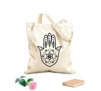 AILOONG Amuleto de la mano de Hamsa, religión judía y árabe Bolsa de compras de lona de algodón Tela de 12 oz de grosor Se usa como bolsa de regalo 35x40cm Grande