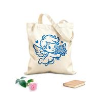 AILOONG Ángel Cupido volando con un ramo de flores en sus manos Bolsa de lona para vino Tela de 340g/m² de grosor Combina con la ropa