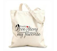 AILOONG Arte Romántico Historia de Amor Palabras Citas Inspiradoras Pájaros Pareja Bolsa de lona para vino Tela de 12 oz de grosor Combina con la ropa 25x30cm Pequeño