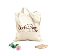AILOONG Bienvenidos a nuestra casa, bienvenidos, esperamos que les guste el perro. Bolsa de lona con fondo reforzado Tela de 340g/m² de grosor Se usa como bolsa de regalo