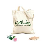 AILOONG Bienvenidos a nuestra casa, bienvenidos, esperamos que les guste el perro. Bolsa de lona con fondo reforzado Tela de 340g/m² de grosor Se usa como bolsa de regalo