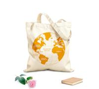 AILOONG Bolsa de compras de lona de algodón Atlas del mapa mundial Continentes África Europa América del Norte Tela de 340g/m² de grosor Se usa como bolsa de regalo