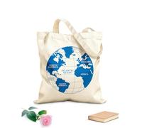 AILOONG Bolsa de compras de lona de algodón Atlas del mapa mundial Continentes África Europa América del Norte Tela de 340g/m² de grosor Se usa como bolsa de regalo
