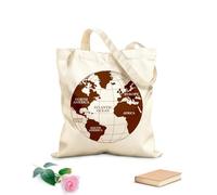 AILOONG Bolsa de compras de lona de algodón Atlas del mapa mundial Continentes África Europa América del Norte Tela de 340g/m² de grosor Se usa como bolsa de regalo