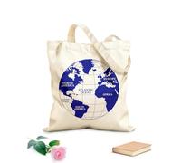 AILOONG Bolsa de compras de lona de algodón Atlas del mapa mundial Continentes África Europa América del Norte Tela de 340g/m² de grosor Se usa como bolsa de regalo