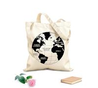 AILOONG Bolsa de compras de lona de algodón Atlas del mapa mundial Continentes África Europa América del Norte Tela de 12 oz de grosor Se usa como bolsa de regalo 31x36cm Mediano