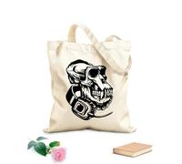 AILOONG Bolsa de compras de lona de algodón Auriculares para el juego Music Skull Tela de 12 oz de grosor Se usa como bolsa de regalo 31x36cm Mediano