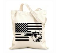 AILOONG Bolsa de compras de lona de algodón Bandera patriótica del soldado estadounidense Tela de 12 oz de grosor Se usa como bolsa de regalo 31x36cm Mediano