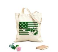 AILOONG Bolsa de compras de lona de algodón Bandera patriótica del soldado estadounidense Tela de 340g/m² de grosor Se usa como bolsa de regalo