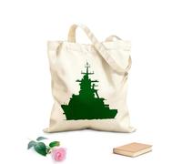 AILOONG Bolsa de compras de lona de algodón Barco Náutico Marino Océano Mar Agua Buque de Guerra Tela de 340g/m² de grosor Se usa como bolsa de regalo