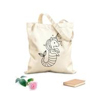 AILOONG Bolsa de compras de lona de algodón Bebé de cola de sirena de poni unicornio de dibujos animados Tela de 12 oz de grosor Se usa como bolsa de regalo 25x30cm Pequeño