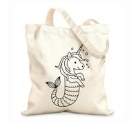 AILOONG Bolsa de compras de lona de algodón Bebé de cola de sirena de poni unicornio de dibujos animados Tela de 12 oz de grosor Se usa como bolsa de regalo 25x30cm Pequeño